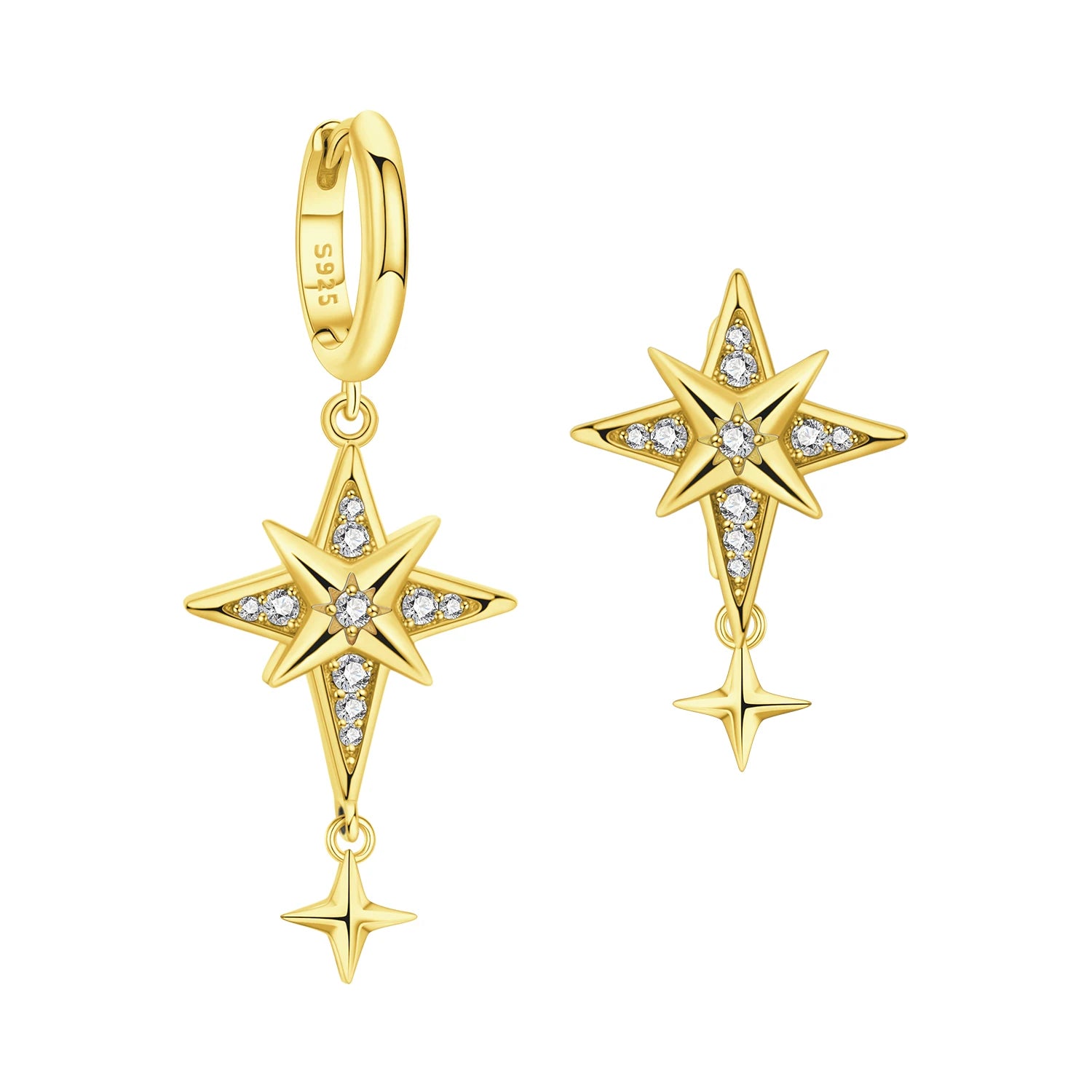 PANPOKI 925 Sterling Silver Asymmetric Design Earring Key Lock Earrings Drop Earrings For Women Party Gifts Trendy Jewelry