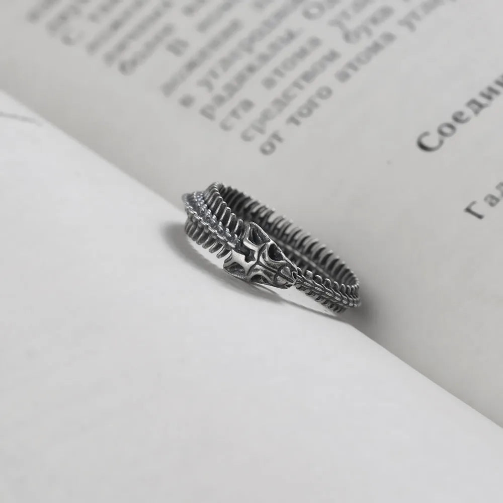 MKENDN Vintage 100% 925 Sterling Silver Snake Bone Ring For Men and Women Gothic Street Hip Hop Punk Jewelry
