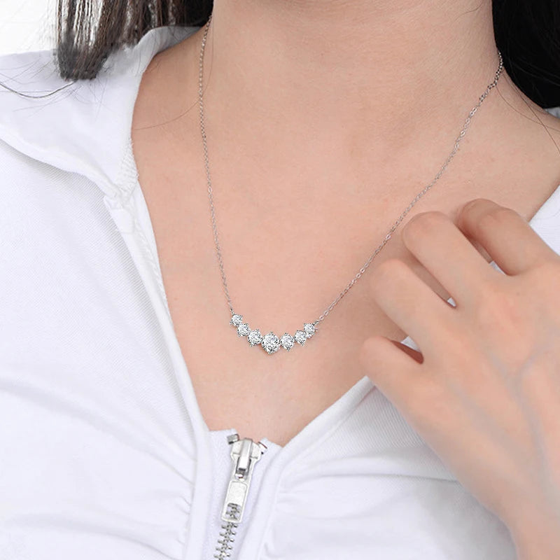 Collier U-Smile en moissanite D VVS1 pour femme, diamant de laboratoire scintillant couleur D, collier de luxe en argent sterling 925 certifié GRA