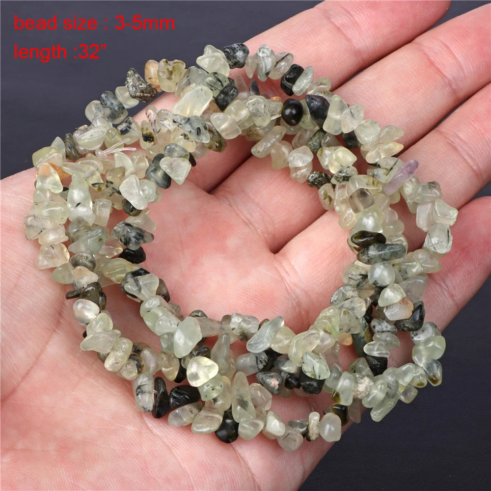 Natural Stone Beads Green Prehnites Round Faceted Loose Spacer Raw Chip Bead For Jewelry Making Needlework Diy Bracelet Necklace