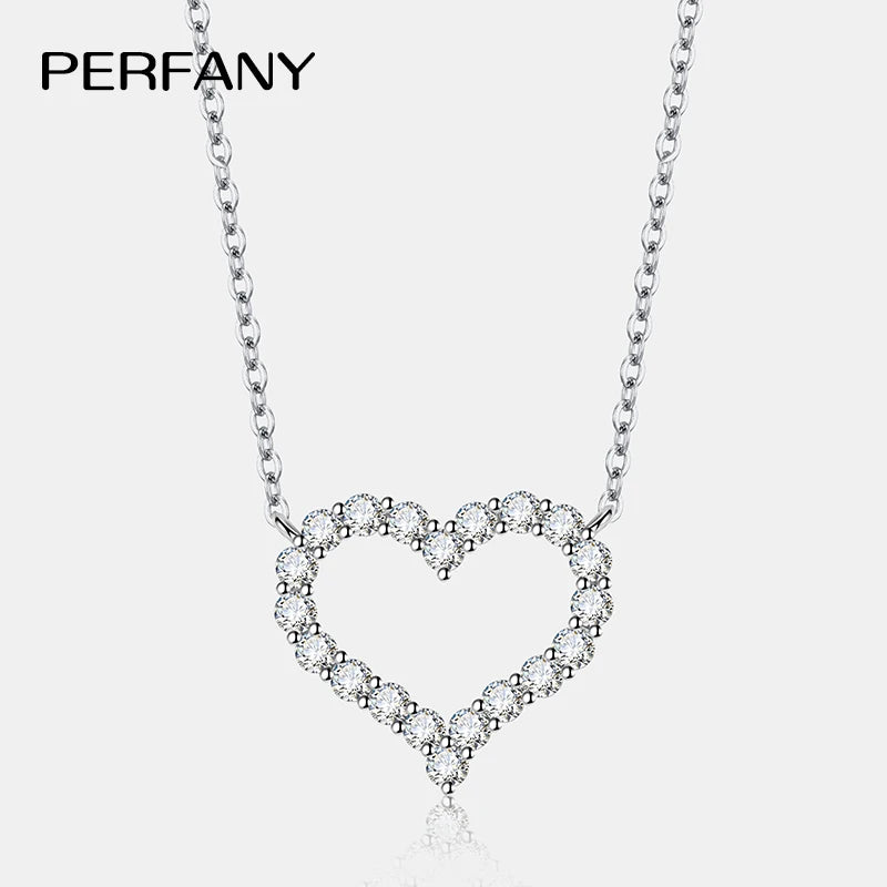 PERFANY 2CT Moissanite Necklace for Women S925 Pure Silver Heart Design Laboratory Diamond Pendant Luxury Jewelry Party Gift - Madeinsea©