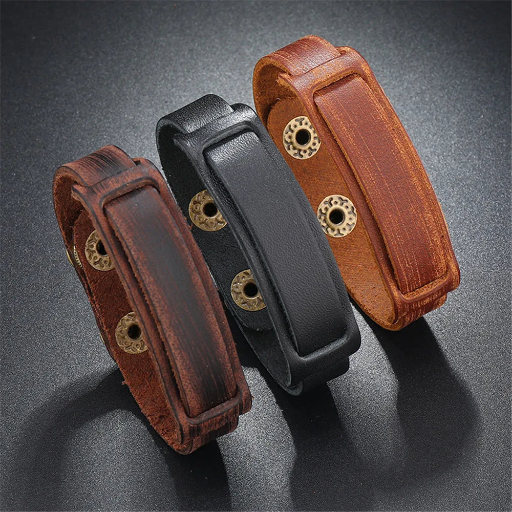 MKENDN Punk Style Multilayer Braided Leather Bracelet Vintage Men Bicycle Chain Bracelet Stainless Steel Easy Buckle Male Gift