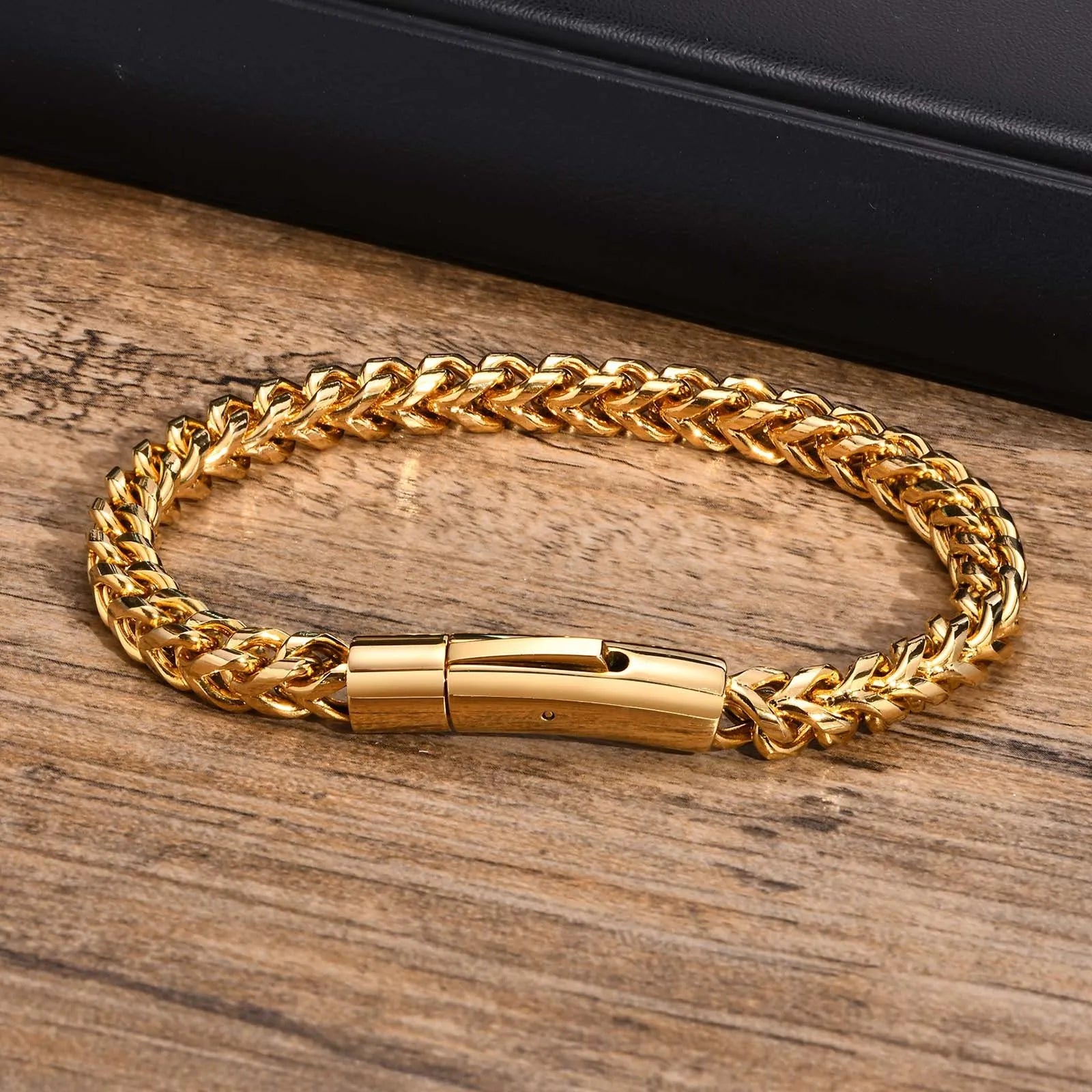 Vnox 6.3mm Vintage Bracelets for Men, Double Layer Cuban Chain, Franco Foxtail Chain Bracelet, Retro Srainless Steel Wristband