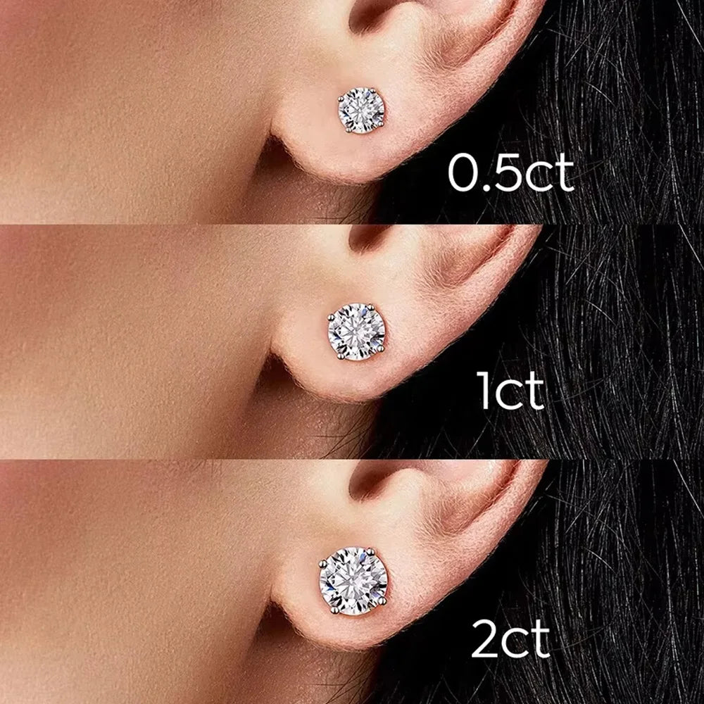 Serenity 0.2ct-3ct D Color Moissanite Earrings For Women Man S925 Sterling Silver Sparkling Stud Ear Plated Pt950 Fine Jewelry - Madeinsea©