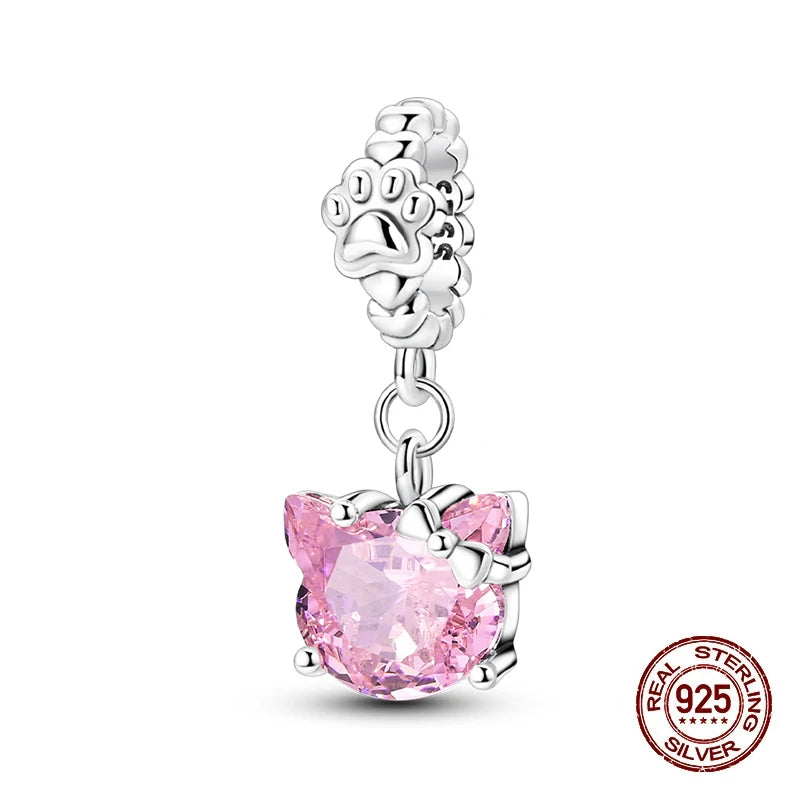 100% 925 Sterling Silver Glowing Planet Zircon Flower Fairy Four Leaf Clover Charms Bead Fit Original Bracelets DIY Jewelry Gift