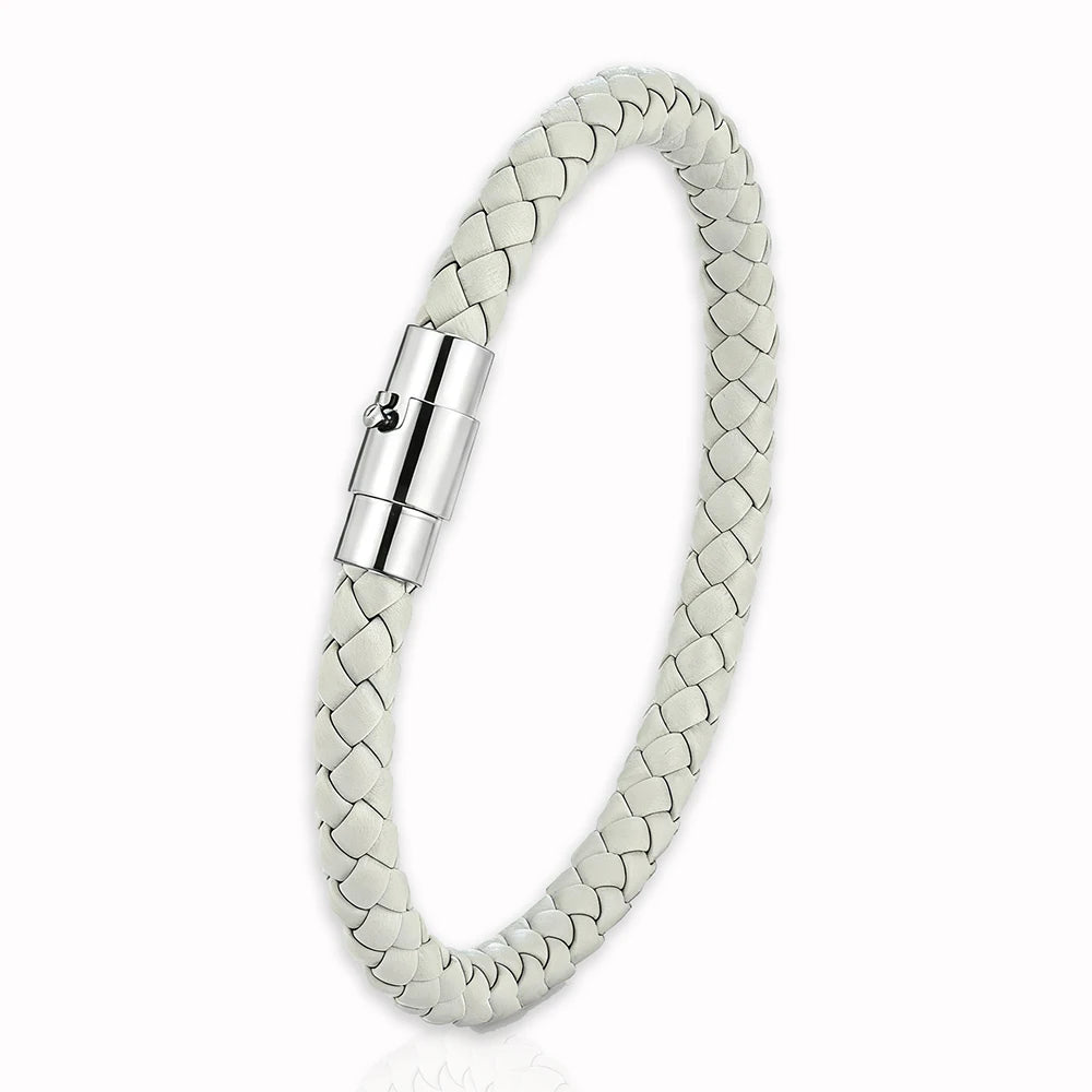 Bracelet MKENDN en cuir tressé 6 mm, style simple, pour homme et femme, fermoir en acier inoxydable, bijou unisexe, cadeau pour couple, design classique