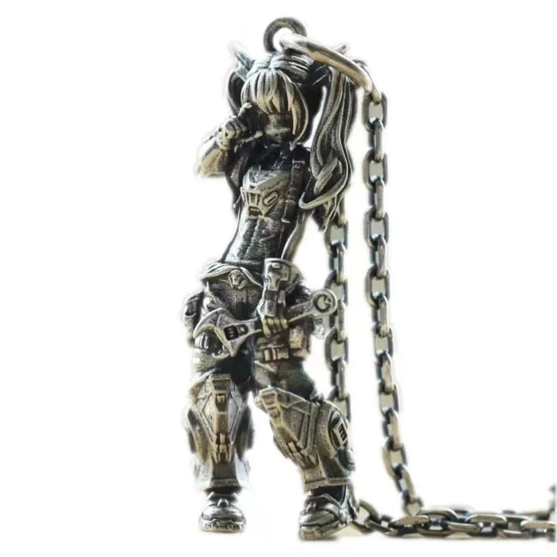 Silver-Plated Anime Mecha Beautiful Girl Girl Pendant Necklace Men and Women Hip-Hop Rock Punk Trendy Jewelry Gift - Madeinsea©