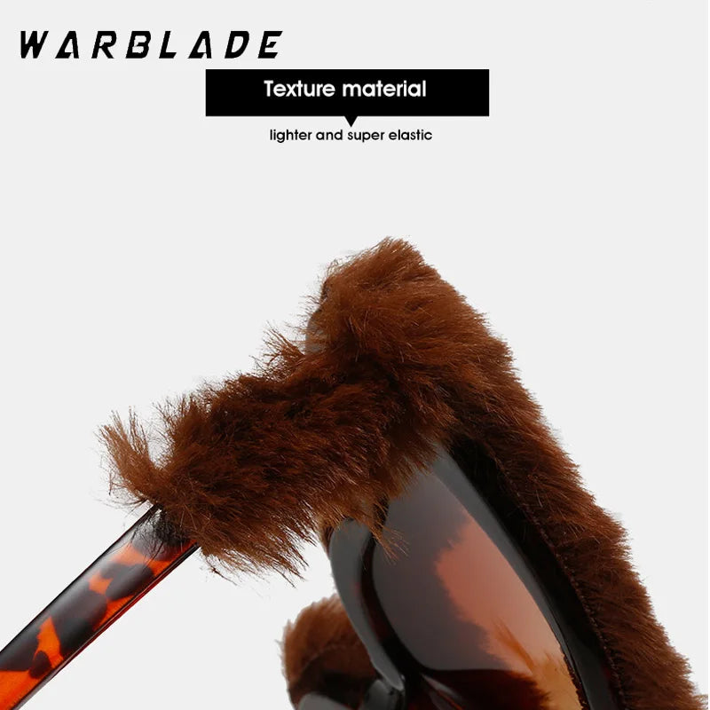 2025 Fashion Women Heart Shape Furry Sunglasses Fashion Vintage New In Shades Eyewear Retro Brand Design UV400 Party Sun Glasses