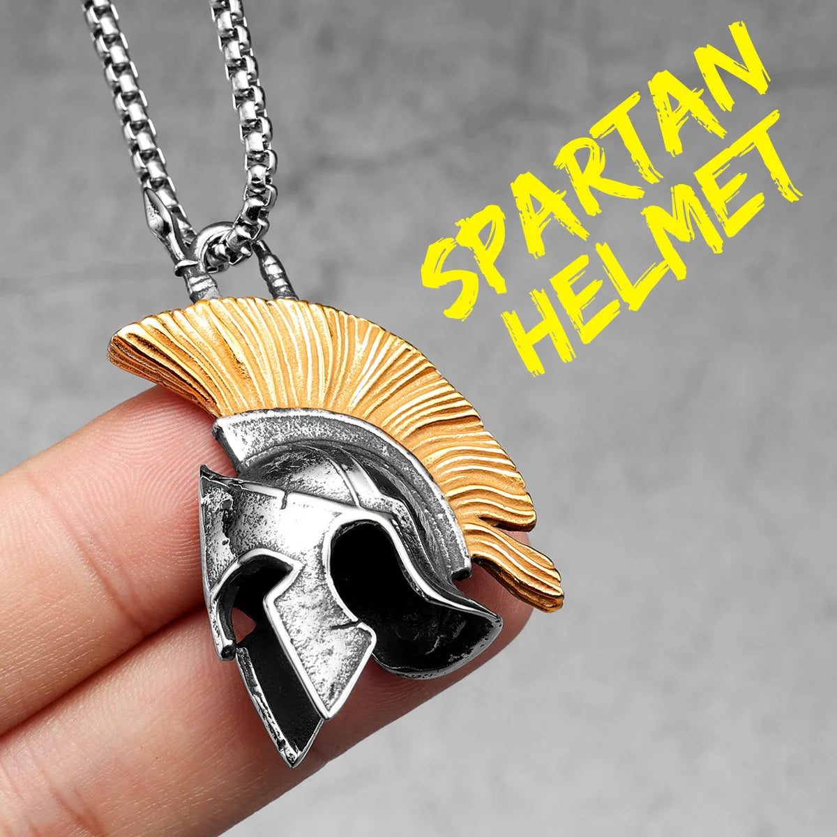Vintage Spartan Helmet Necklace Stainless Steel Pendant Punk Rock Men Chain Hip Hop for Rider Boyfriend Biker Jewelry Best Gift