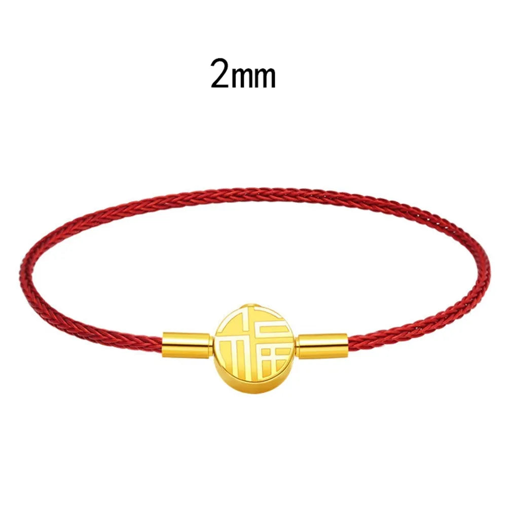 MKENDN Classic Men Women Stainless Steel Bracelet Lucky Red Steel Wire Rope Male High Quality Gold Plated Button Jewelry Gifts