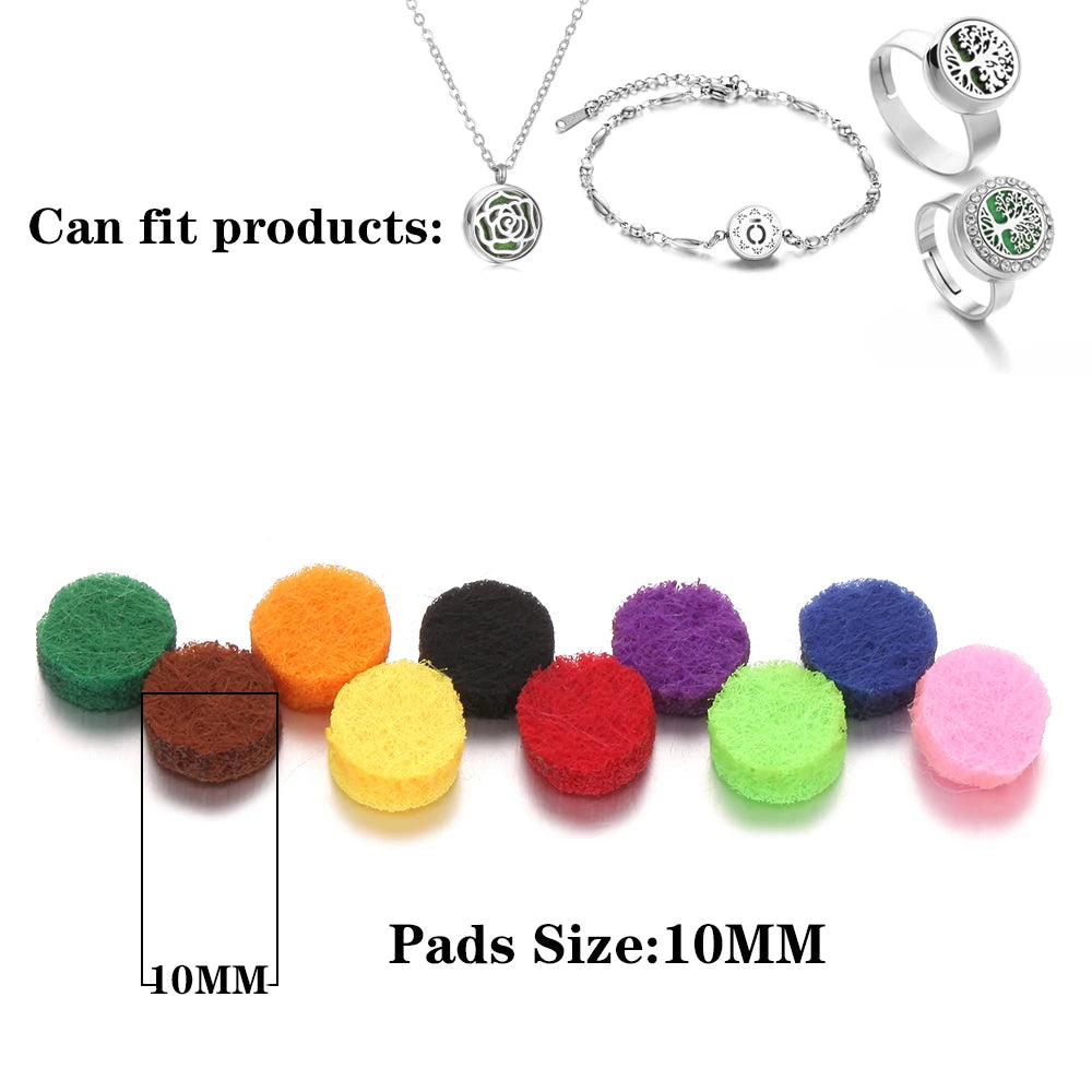 100PCS Wholesale Aromatherapy Pads for Necklace Bracelet 25mm 30mm Mixed Colorful Spacers Round Diffuser Thick Felt Refill Pads