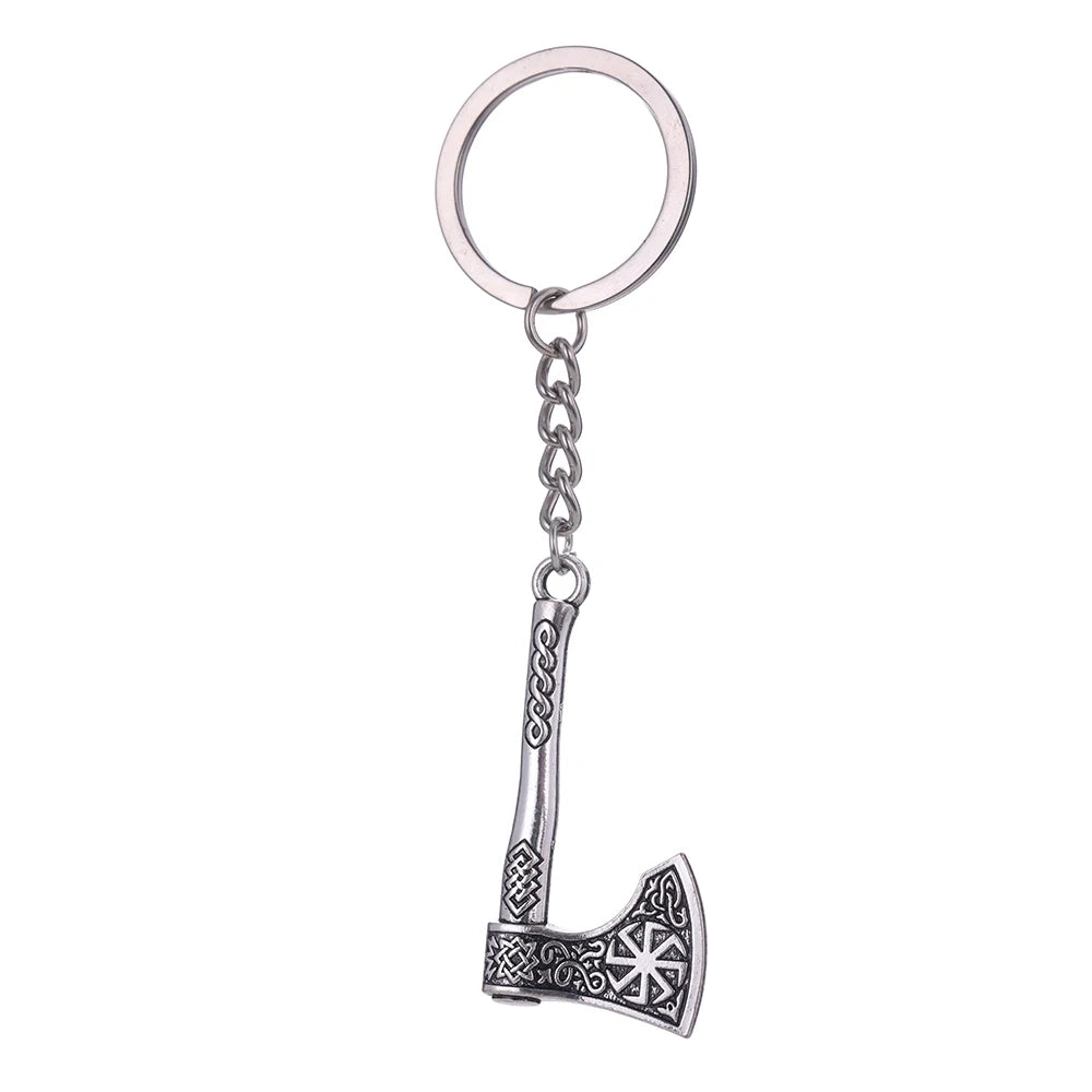 Porte-clés pendentif hache viking Dreamtimes en acier inoxydable, rune celtique vintage, bijou protecteur pour homme, cadeau en gros