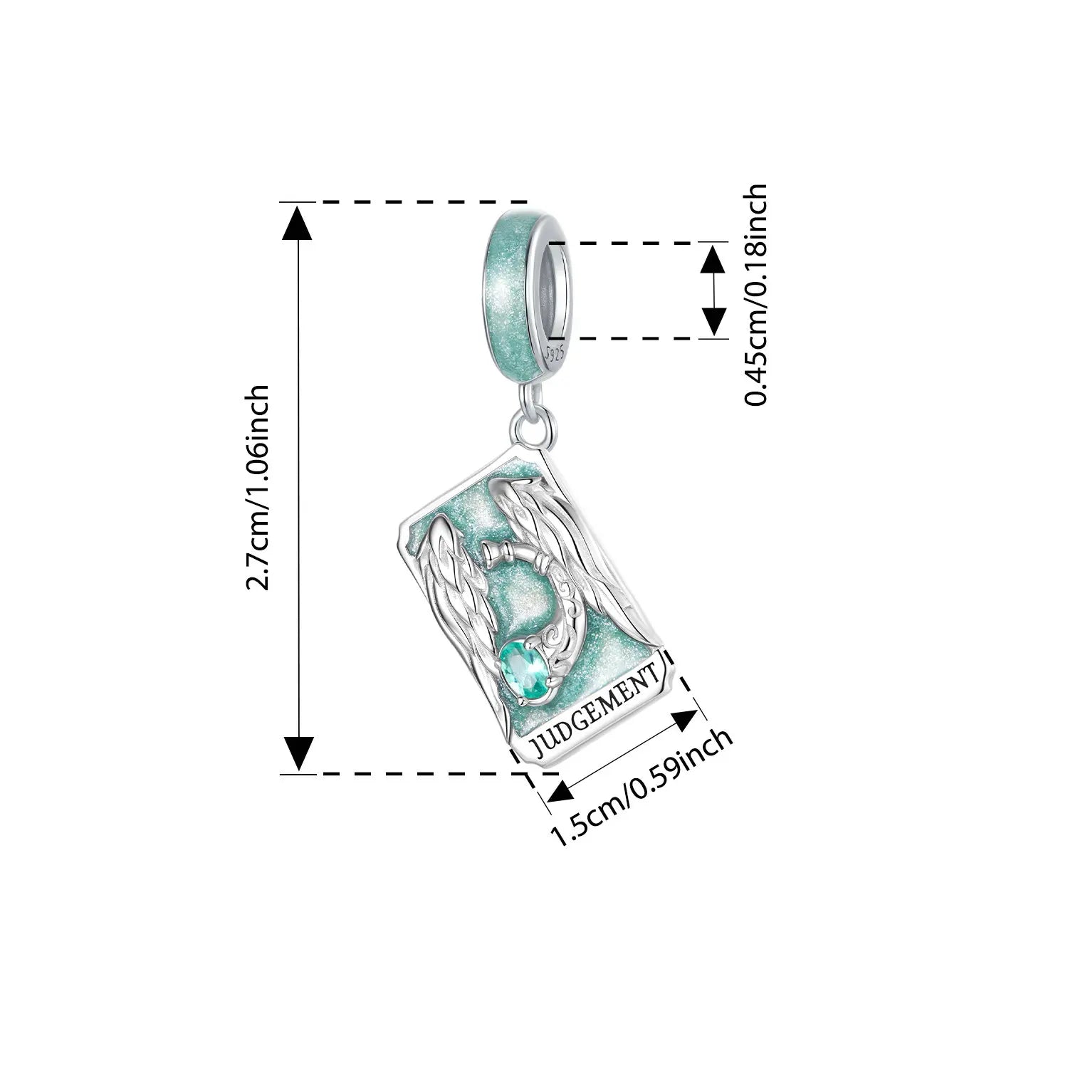 Bamoer 925 Sterling Silver Magical Tarot Card Pendant Purple Rectangle Beads for Women Teens  Bracelet & Bangle DIY Special Gift