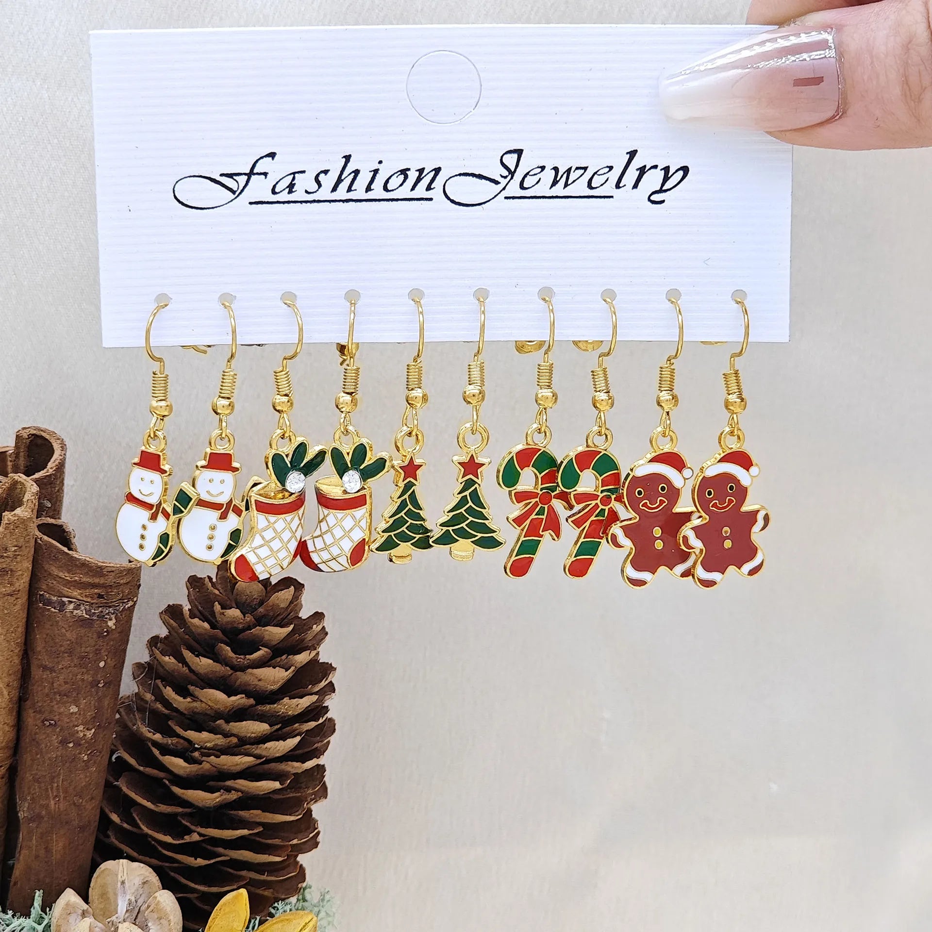 50PCS/10PCS Christmas Theme Earrings Vintage Metal Santa Earrings for Designing Women Fashion Christmas Gifts