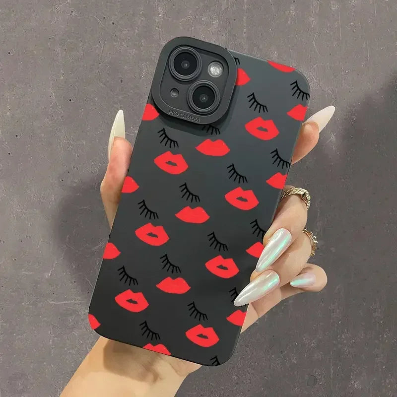 Sexy Girl Rose Lips Matte Phone Case for Redmi Note 11 12 13 10 Pro Plus 5G 12S 11S 10S Redmi 12C 13C 13 4G Turbo 3 Soft Cover