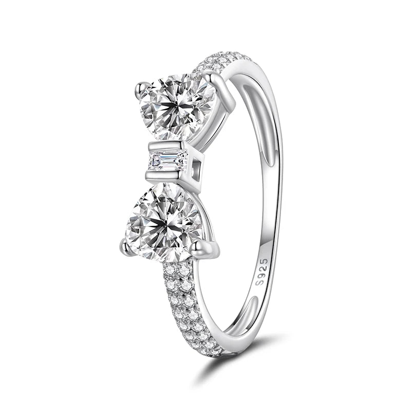 WOSTU Wedding Jewelry Set 925 Sterling Silver Clear CZ Bowknot Necklace Earrings Ring Sweet Bow Knot Jewelry Gift For Girl Lover