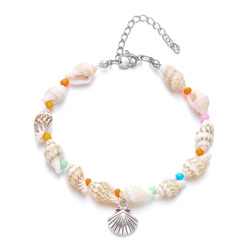 Bohemian Starfish Conch Beads Bracelets For Women Handmade Irregular Stone Beaded Bangles Beach Party Friendship Jewelry Gift