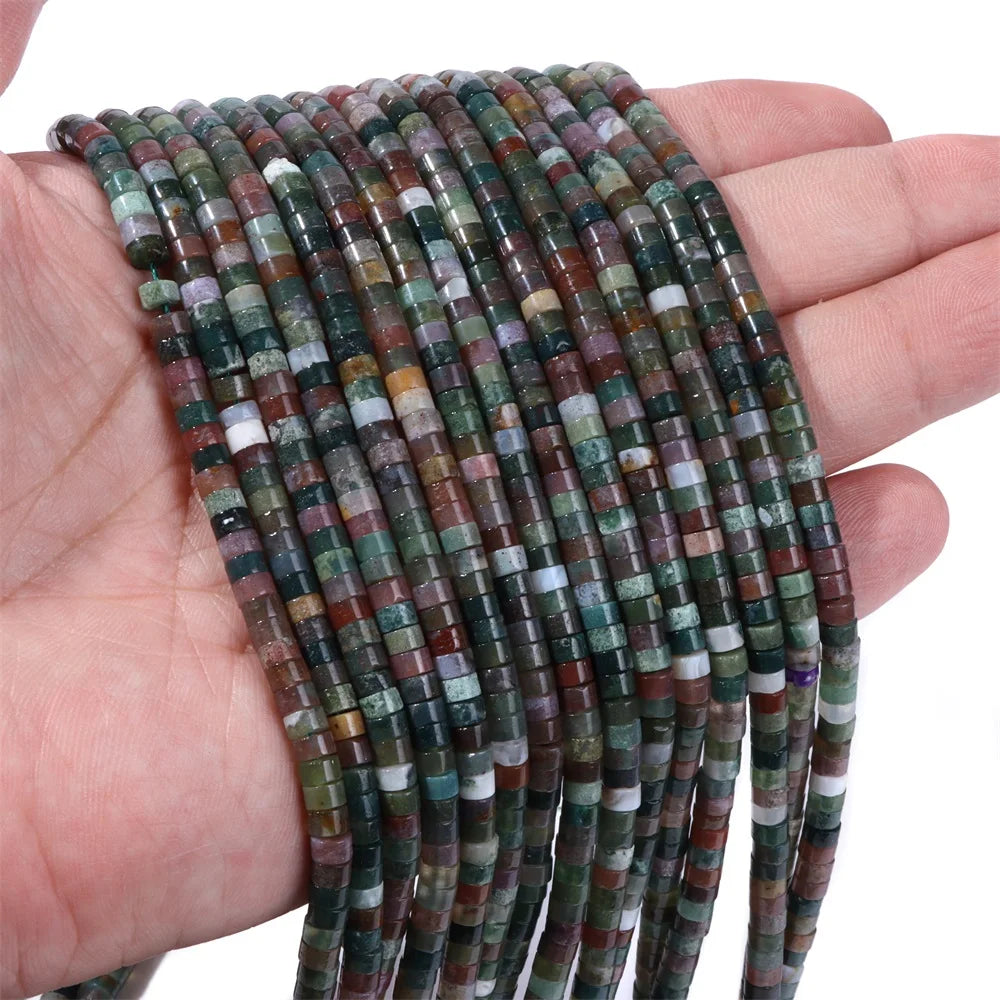 Green Natural Flat Disc Round Stone Bead 4x2mm Jade Aventurine Jasper Heishi Beads For Jewelry Making Bracelet Necklace Handmade