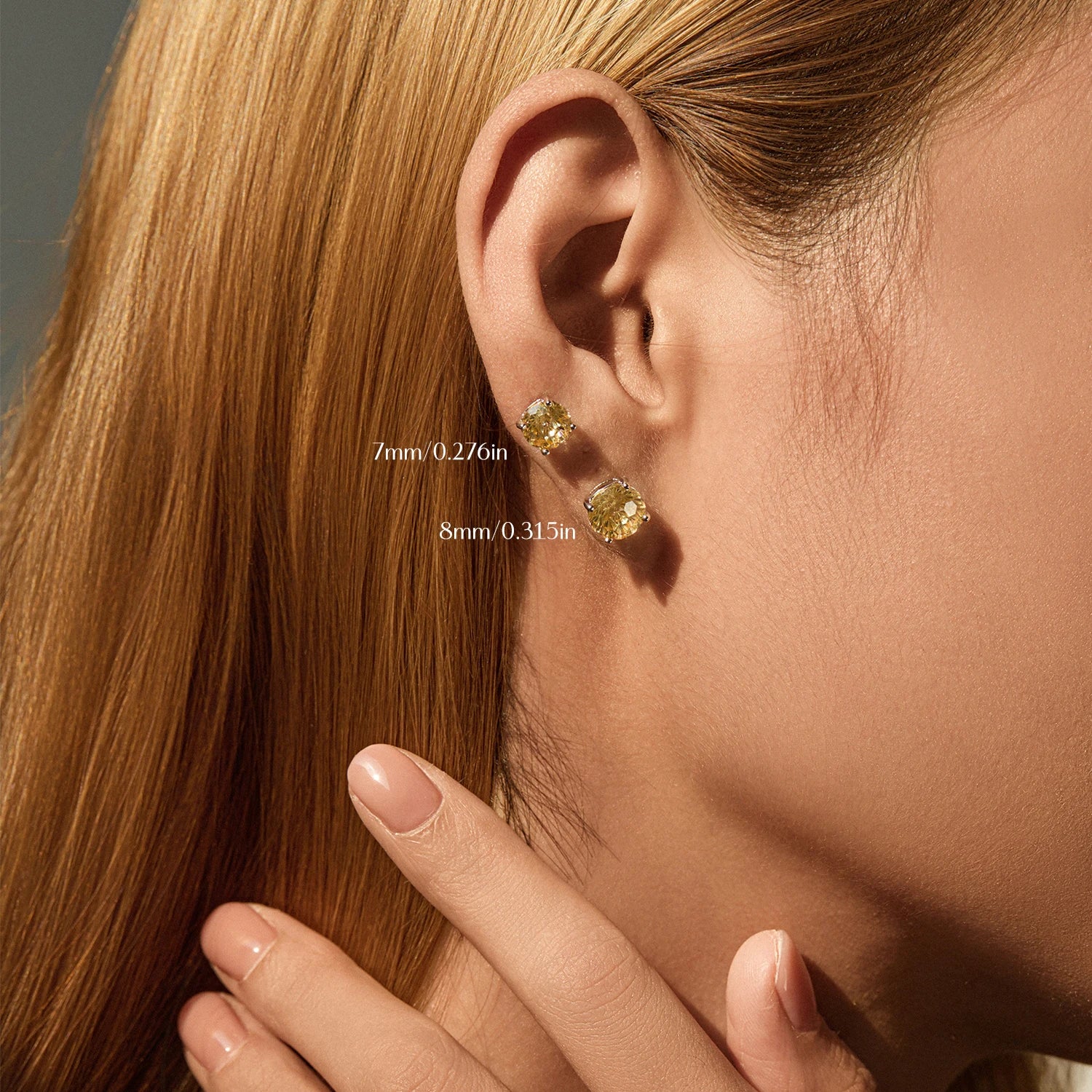 MODIAN 925 Sterling Silver Fashion Light Yellow Firework Cut Zircon Round Studs Earrings For Women And Men Fine Jewelry