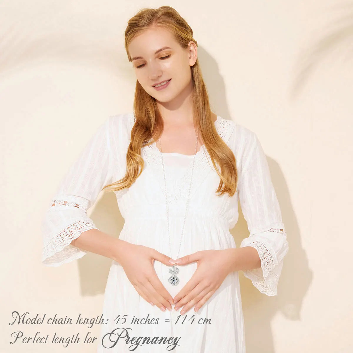 Eudora Collier Bola de Grossesse Necklace 18MM Ball Flower Angel Caller Musical Bell Pendant DIY Jewelry Gift for Pregnant Women