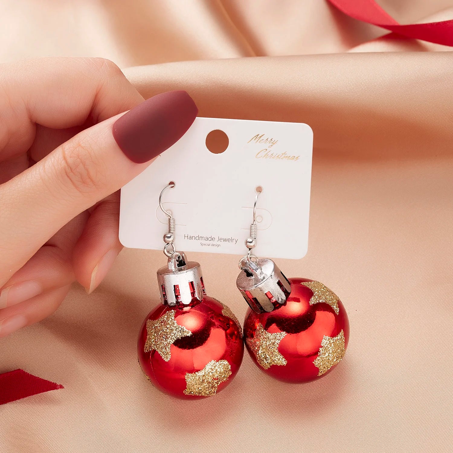 Christmas Tree Bells Round Ball Drop Earrings For Women Shiny Snowflake Stars Sequins Bulb Earring Festival Girls Party Jewelry