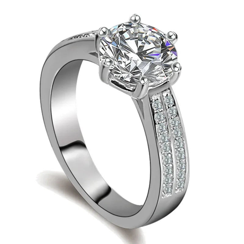 Classic Wedding Rings 925 Sterling Silver Excellent Cut Diamond Test Past Mussanite Rings for Lady