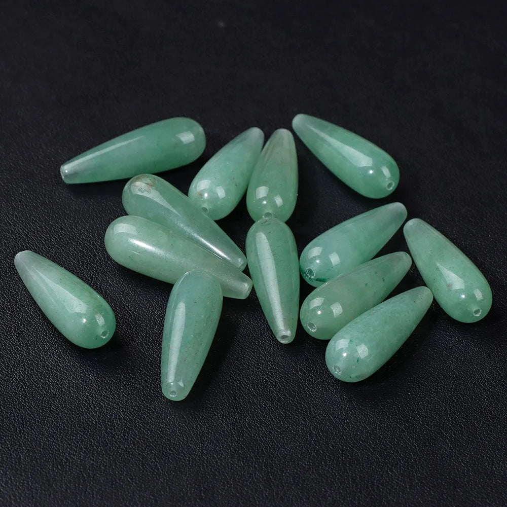 Natural Water Drop Stone Bead 10x30mm Chalcedony Amethysts Agates Loose Spacer Charms Bead For DIY Bracelet Earrings Accessories