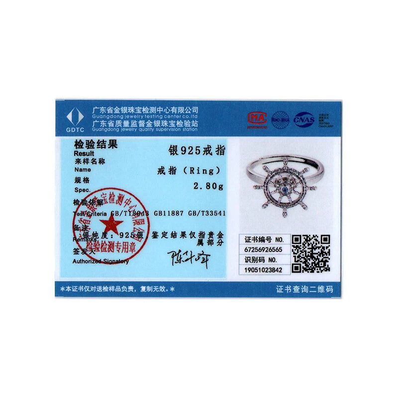 WOSTU 925 Sterling Silver Rotatable Helm Ring Steer Ships Ocean Original for Women Wife Anniversary Birthday Fine Jewelry Gift