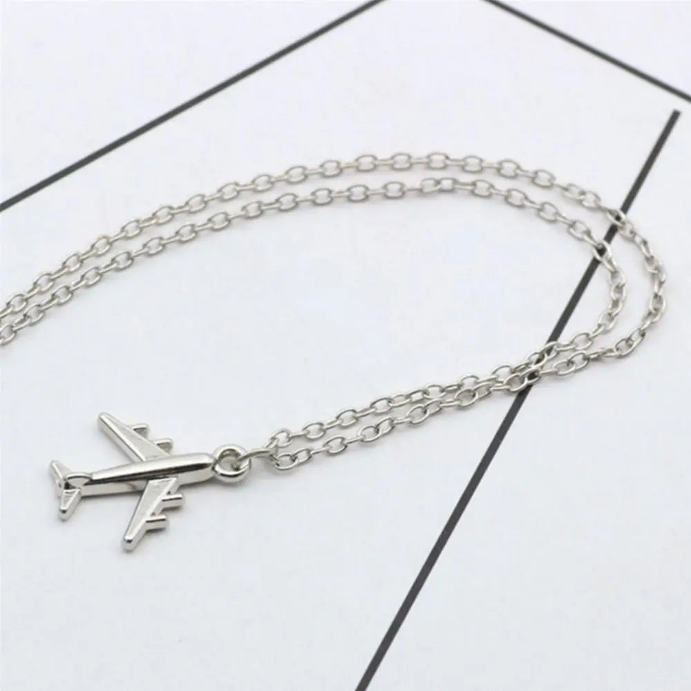 Collier ras du cou unisexe avec pendentif avion (1 pièce)