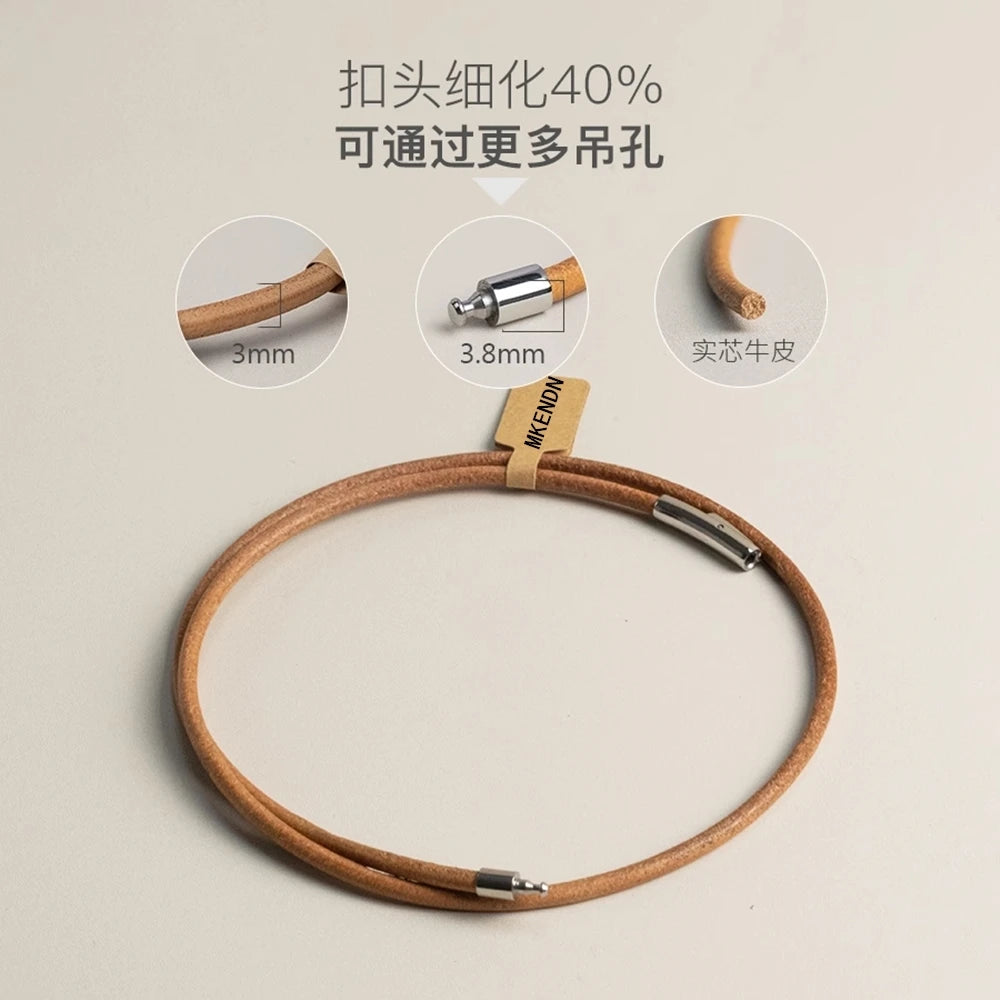 MKENDN Handmade Simple Style Primary Color Cowhide Choker Necklace Leather Necklace Stainless Steel Clasp Male Women Jewelry