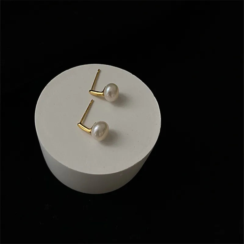 925 Sterling Silber Französisch Exquisite Natürliche Süßwasser Perle Ohrringe für Frauen Temperament Hochzeit Party Schmuck Zubehör