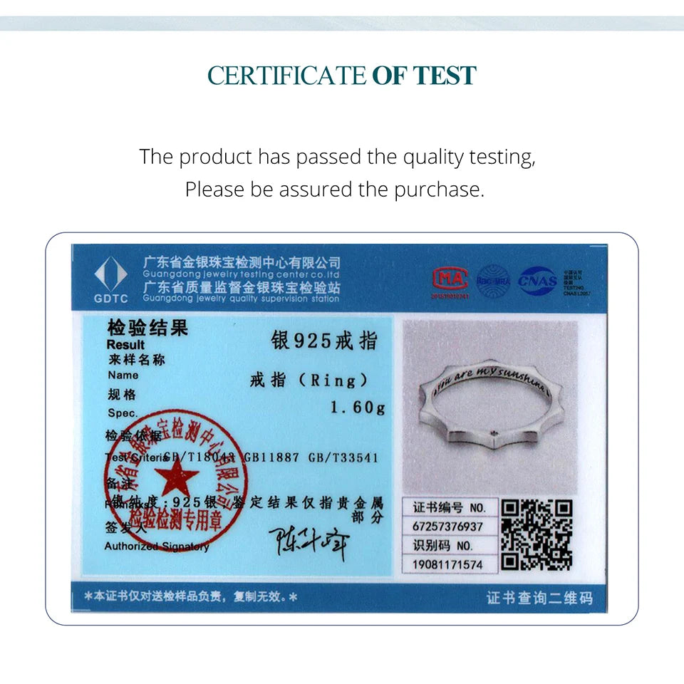 BAMOER 925 Sterling Silver Curved Sun Ring Engraved 'you are my sunshine’ Band Ring Original for Women Simple Statement Gift