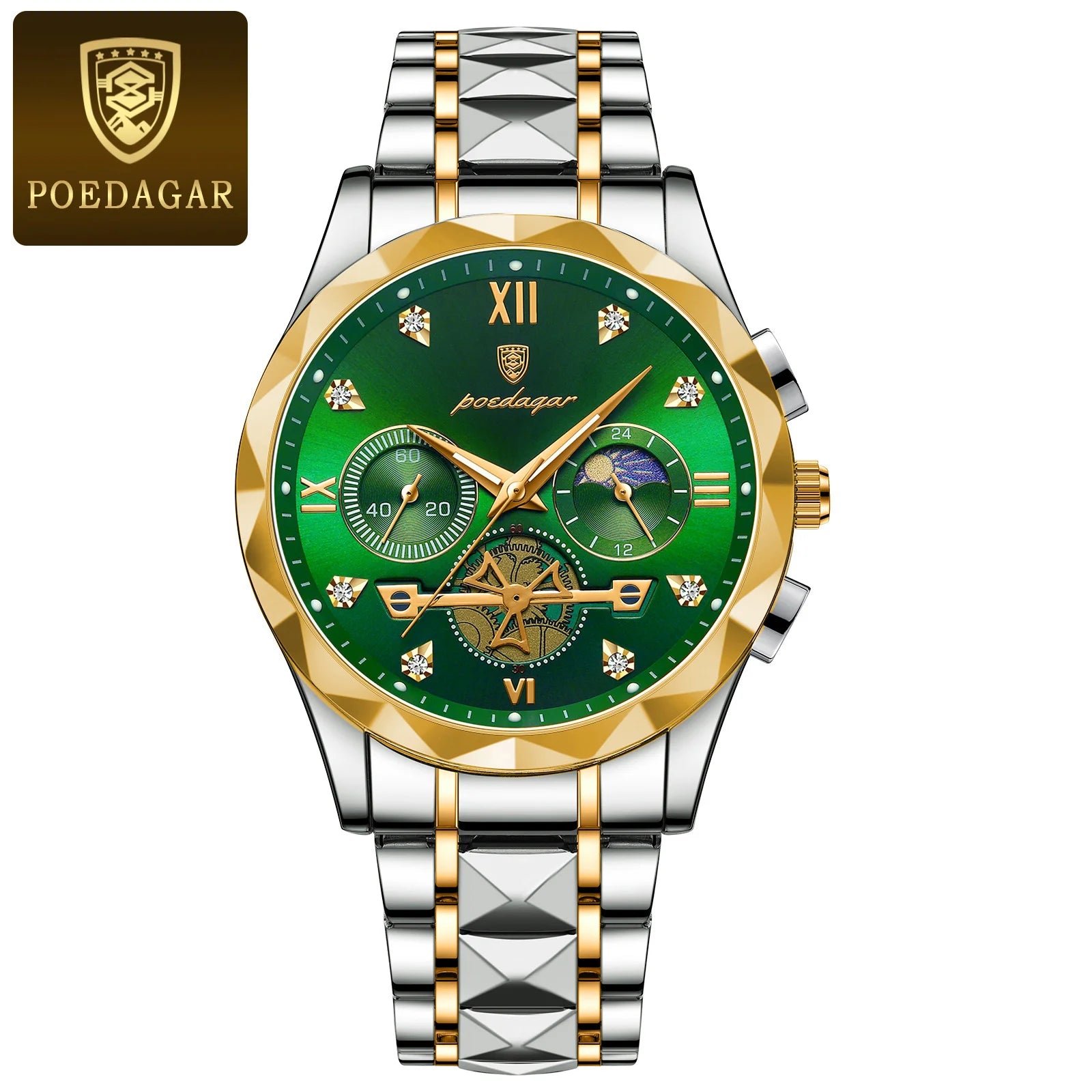 POEDAGAR Luxury Watch for Man Sports Leather Men Quartz Watch Waterproof Luminous Chronograph Men's Watches Male Clock Reloj+box