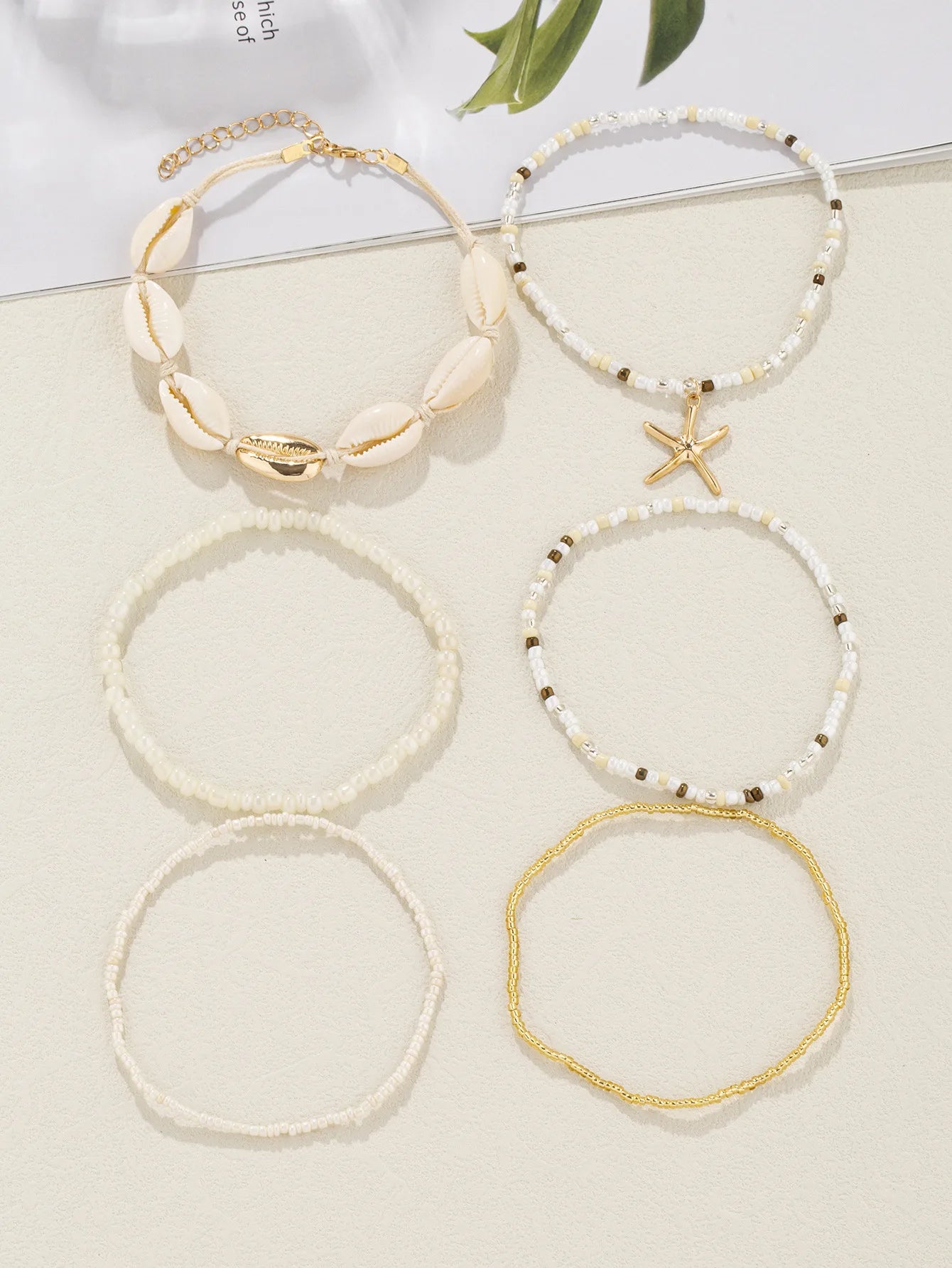 Bohemia Multilayer Rice Bead Conch Shell Anklet Set Women Starfish Pendant Anklets Summer Sandy Beach Ankle Chain On Leg Jewelry