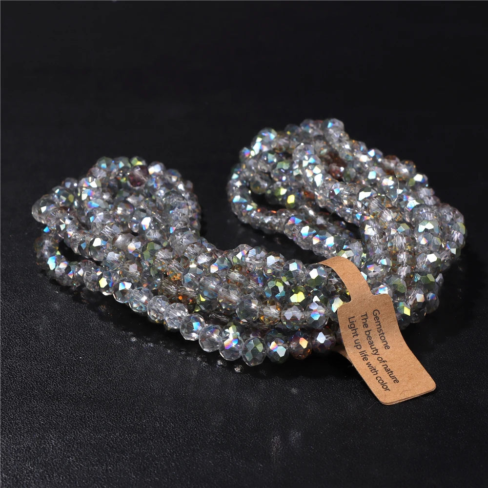 4x6MM/5X8MM Rondelle Crystal Glass Beads AB Color Faceted Loose Spacer Bead For Jewelry Making Clothing Handmade DIY 1 Strand