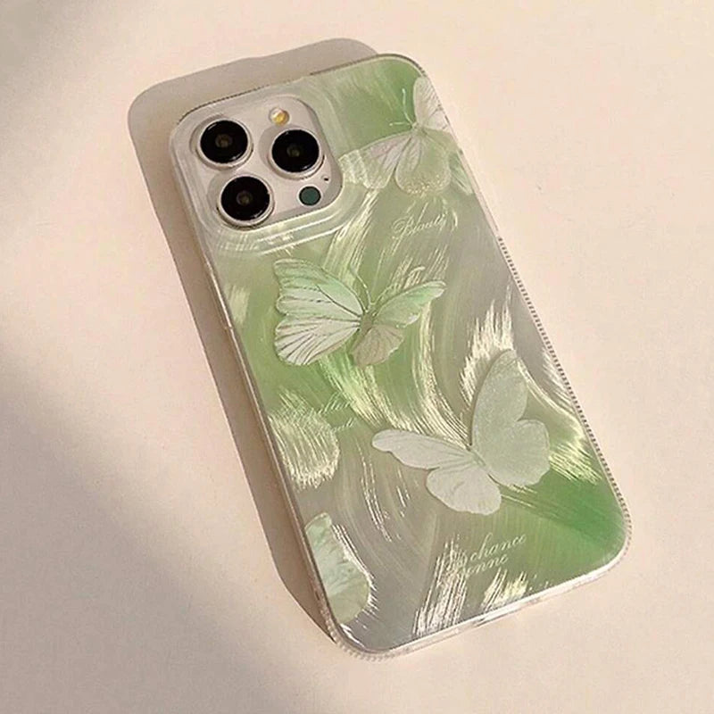 A55 Case Green Gradient Butterfly Phone Case for Samsung S25 S24 Ultra Galaxy A15 A35 A54 A53 A52 A34 A16 S22 S21 S23 FE Cover