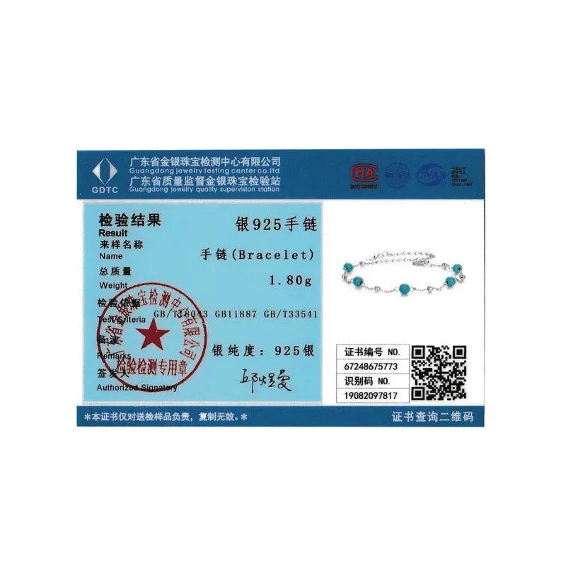 Bracelet BISAER en argent sterling 925 avec turquoise et perles rondes réglables, chaîne plaquée or blanc pour femme, bijoux fins de fête, cadeau