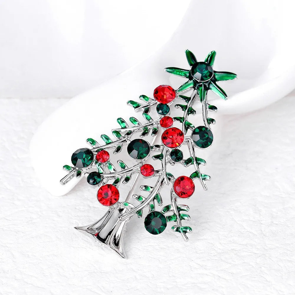 Full Rhinestone Lovely Dancing Deer Brooches For Women Colorful Zircon Snowman Santa Claus Wreath Lapel Pins Christmas Jewelry