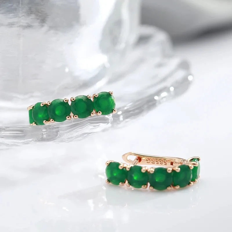 14K Multi Gold Ring for Women Natural Emerald with Diamond Jewelry Anillos De Bizuteria Anillos Mujer Gemstone earrings Box