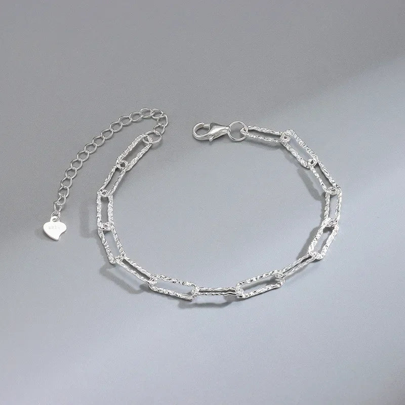 925 Sterling Silver Heart Shaped Necklace Bracelet Set for Women Vintage Korean Crystal Bracelets High Quality Set Party Jewelry - Madeinsea©