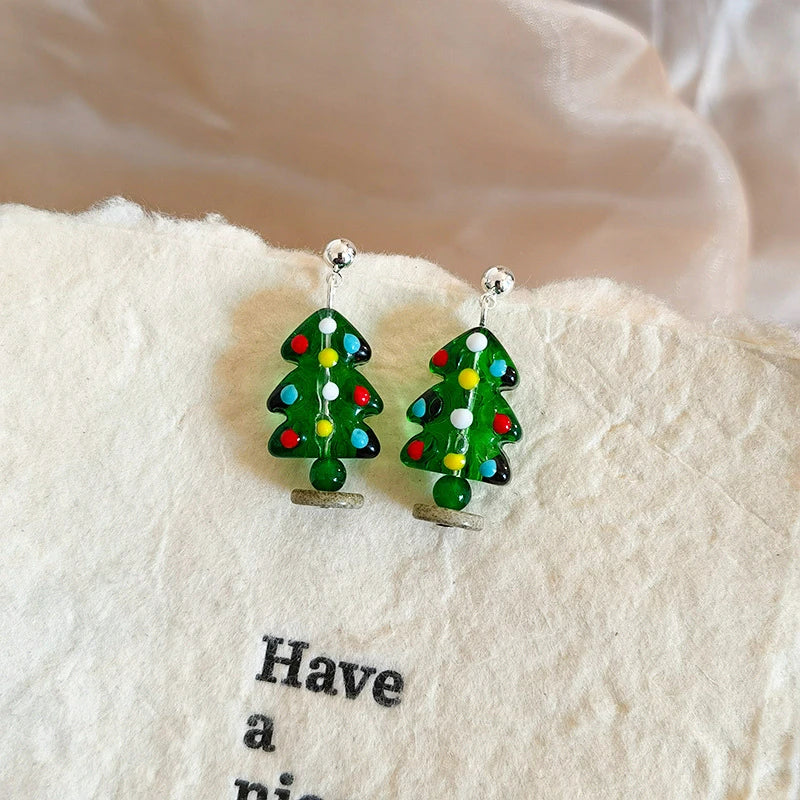 Lovely Zircon Snowflake Pearl Charm Earring For Women Christmas Flocking Hairball Bowknot Stud Earrings New Year Party Jewelry