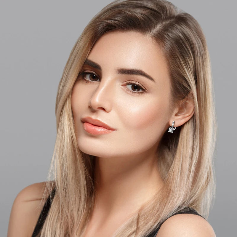 5.0mm 0.5CT Moissanite Ladies Clip Earrings 925 Sterling Silver Round Cut  Birthday Party Fashion Jewelry Gifts GRA Certified