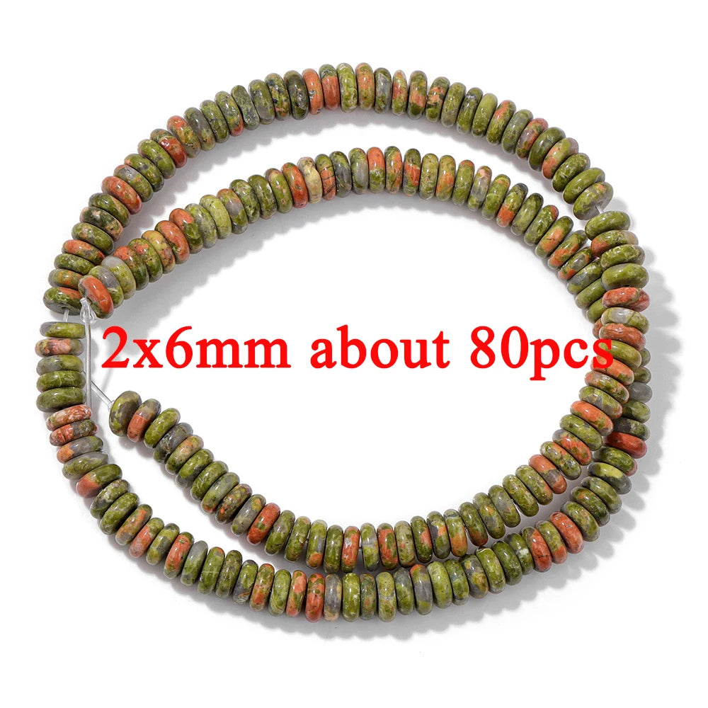 Wholesale Natural Unakite Stone Bead Green Jasper Loose Spacer Beads For Jewelry Making DIY Bracelet Necklace Accessories Supply