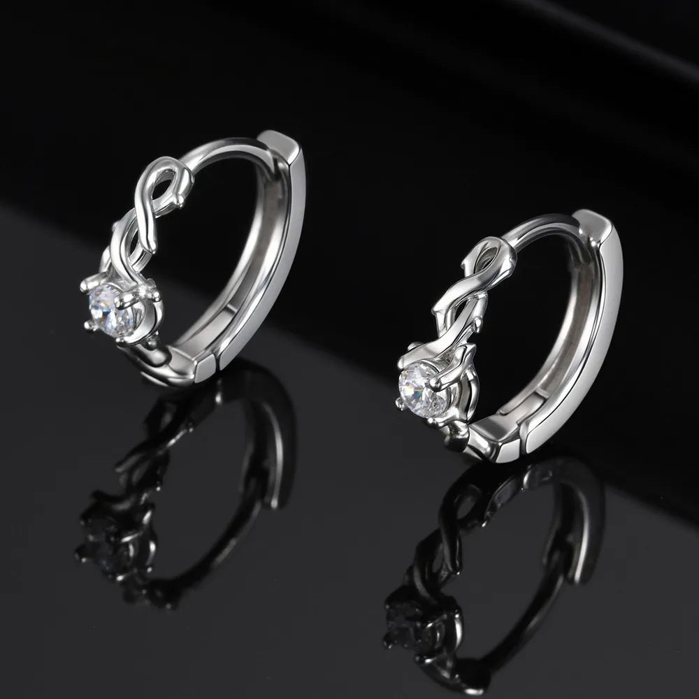 Vnox Thorn Shaped Hoop Earrings with Cubic Zirconia Stone,Men Women Stainless Steel Huggies Earrings,Small Luxury Ear Jewelry