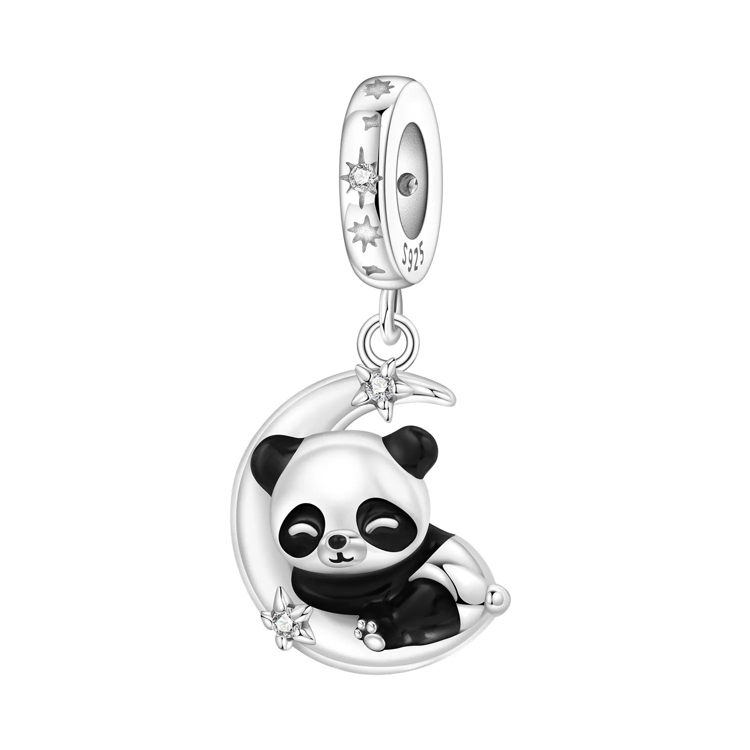 PANPOKI 925 Sterling Silver Sleeping Panda Animal Beads Original Pendants Bracelet Charm Jewelry Party DIY Trendy Gifts