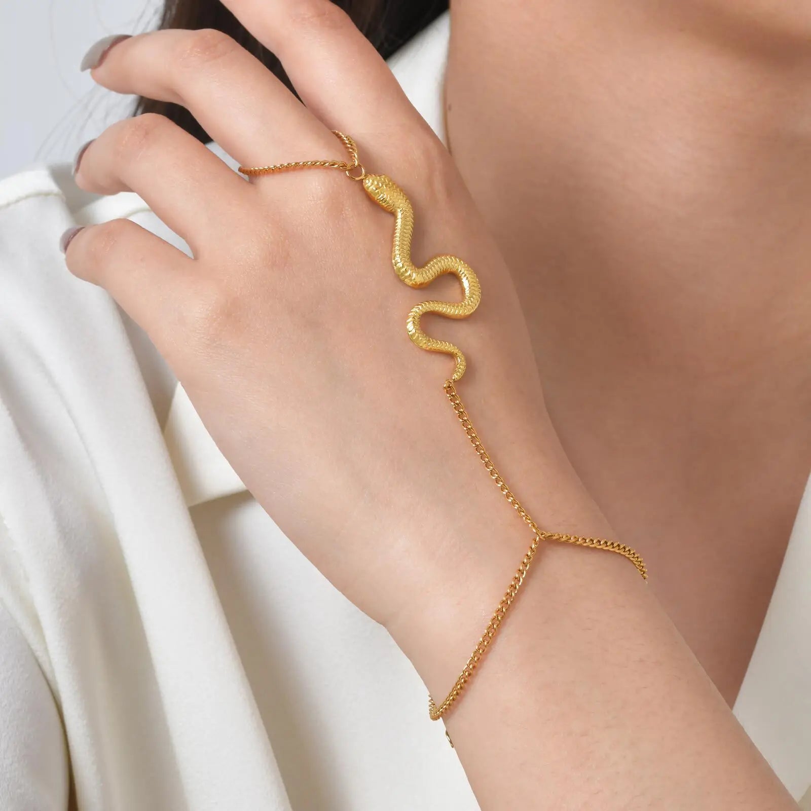 Bracelet Vnox en forme de serpent pour femme, ensemble bracelet et boucles d'oreilles tendance en acier inoxydable, bijou à breloques style gothique exagéré
