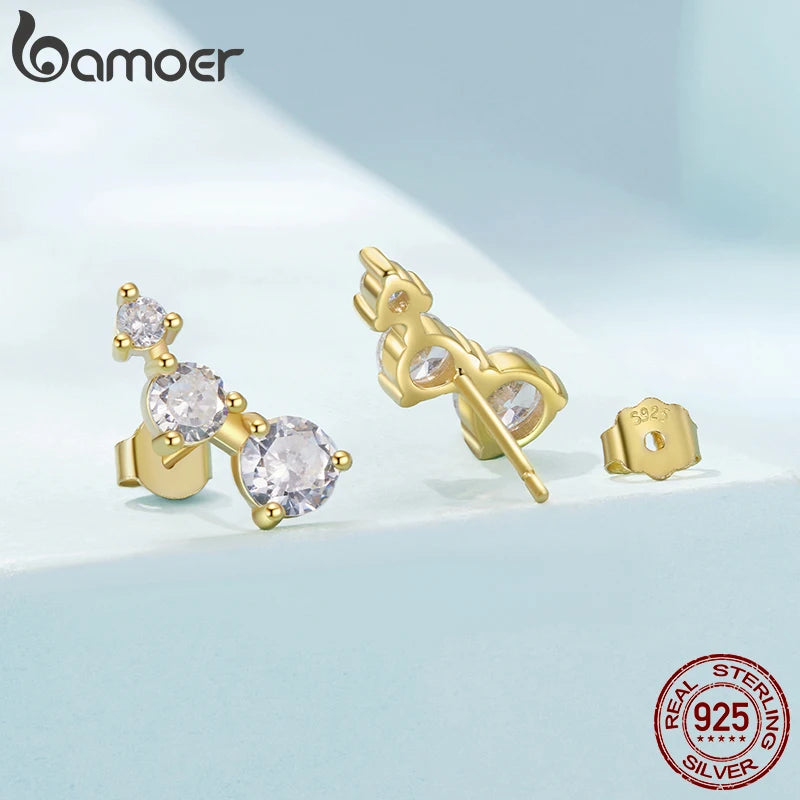 BAMOER 925 Sterling Silver Crawler Earrings CZ Arrow Ear Climber Geometric Earrings for Women Hypoallergenic Jewelry Gift