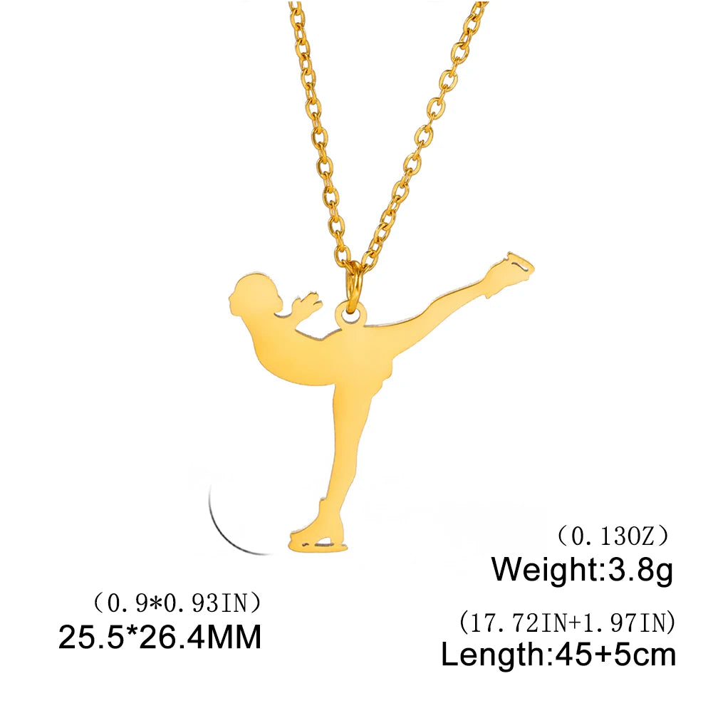 Dreamtimes Gymnastics Necklace Stainless Steel Sports Dance Artistic Gymnastics Skating Athlete Jewelry Pendant Women's Gift