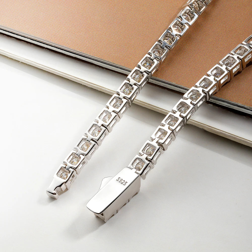 Serenity 3mm 4mm 5mm Moissanite Tennis Bracelet For Women Man 100% S925 Sterling Silver Spring Lock Couples Bracelet Anniversary