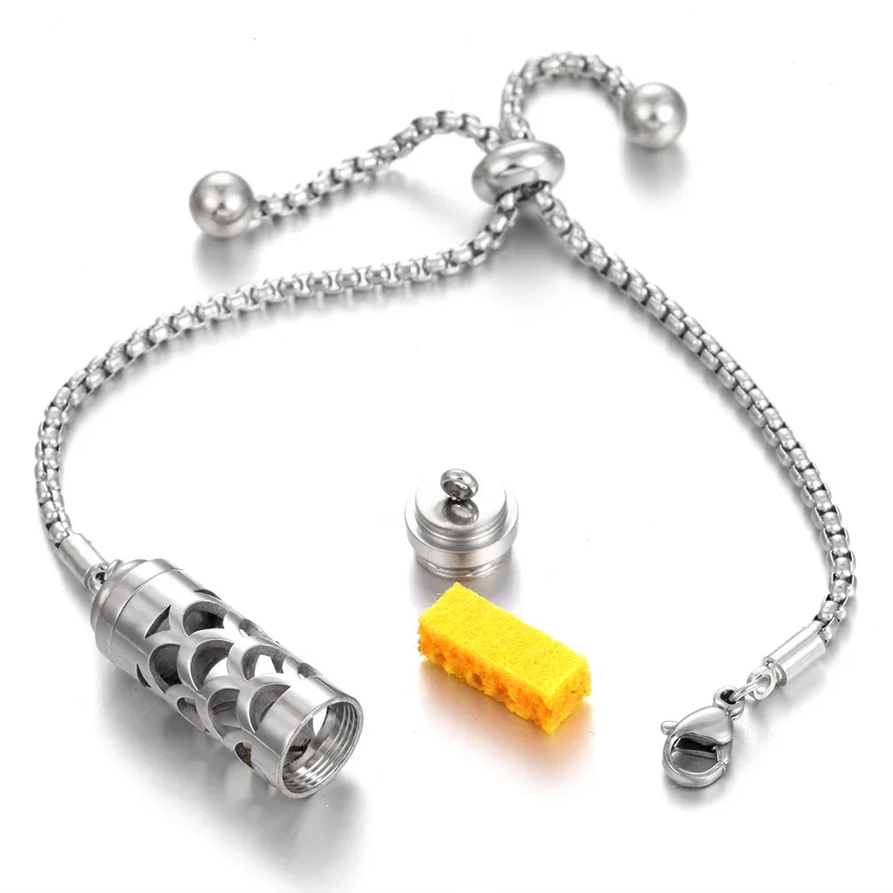 2024 New Stainless Steel Aromatherapy Diffuser Bracelet Locket Adjustable Chain Aroma Perfume Essential Oil Diffuser Bracelet